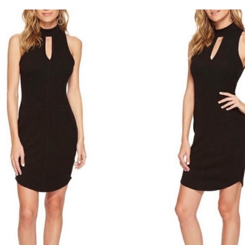 ASTR Black Halter Ribbed Sleeveless Dress Small